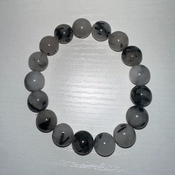Black Rutilated Quartz Beaded Bracelet - Picture 1 of 2